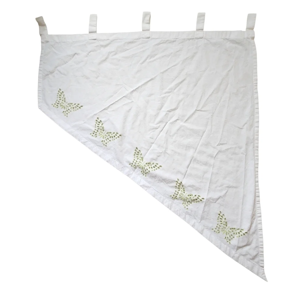Martha Stewart White Curtain with Green Butterfly Design